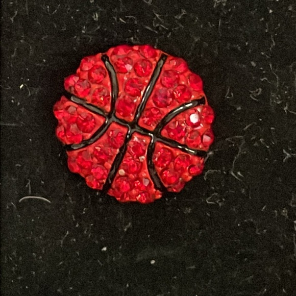 0.5” round red druzy filled basketball stud earrings - Picture 8 of 16